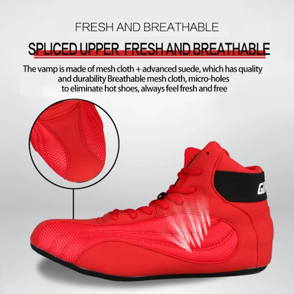Boxing Shoes Comprehensive Training Shoes Strength Weightlifting Boxing Fighting High Help Men Women Adult Children's Sanda - Image 5