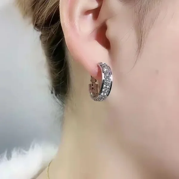 Jewelry for Women Moissanite Hoop Earrings for Women Engagement Wedding Earrings Party Anniversary Valentine's Day Gift Jewelry - Image 3