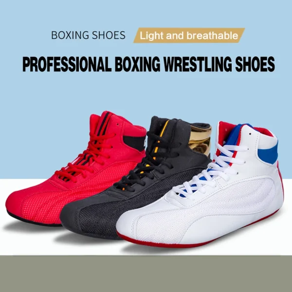 Boxing Shoes Comprehensive Training Shoes Strength Weightlifting Boxing Fighting High Help Men Women Adult Children's Sanda - Image 2