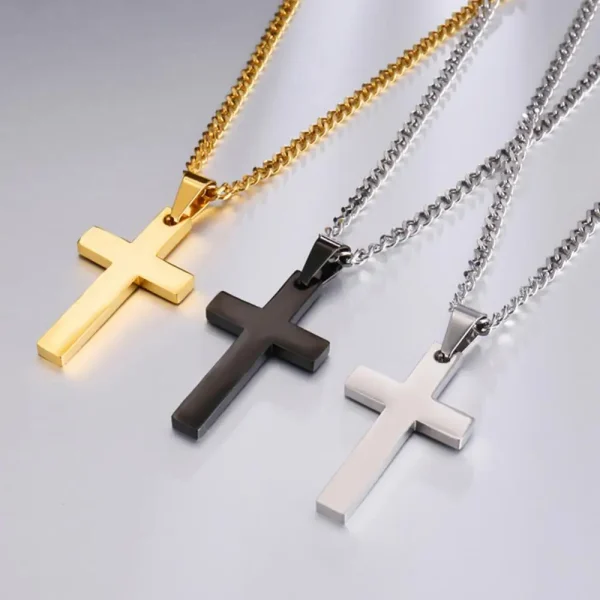 Men Clavicle Chain Simple Cross Pendant Necklaces Alloy Necklace Chain Jewelry Chain Choker Christmas Day Gift Women Necklace - Image 2