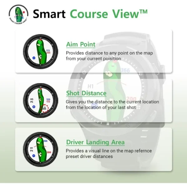 A Series Lightweight Hybrid Golf GPS Watch Slope Mode, Color Touchscreen, Green Undulation 40,000 Worldwide Preloaded Courses - Image 5