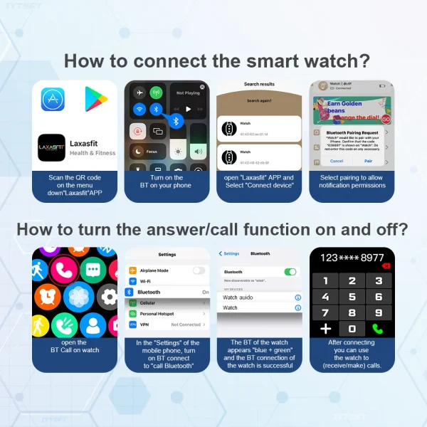 LAXASFIT H9 Smartwatch Dial to Answer Calls Calorie Tracking Heart Rate Blood Oxygen Monitoring Bluetooth Smart Watch - Image 15