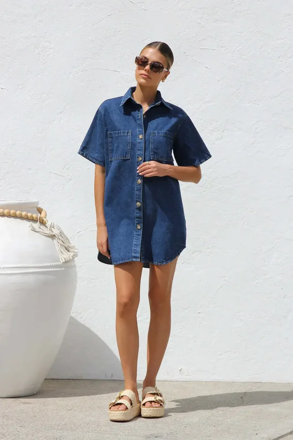 Women's Denim Pocket  Dress - Image 25
