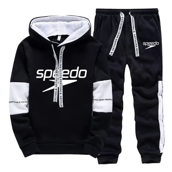 High Quality Mens Tracksuit Hot Sales Printed Casual Hooded Sweatshirts 2 Piece Set Daily Jogging Sports Black White Streetwear - Image 7