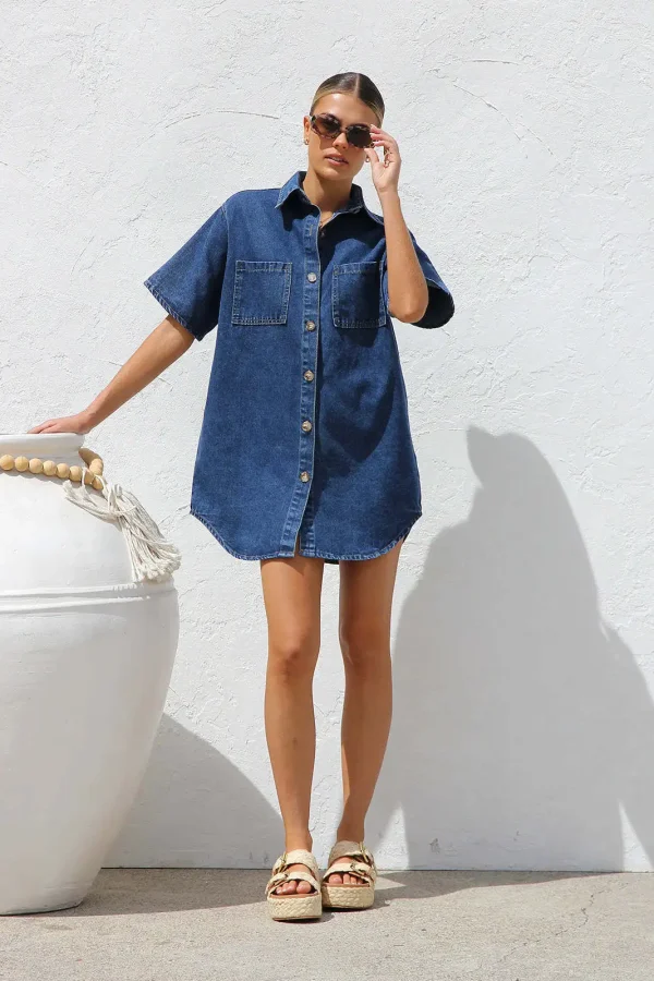 Women's Denim Pocket  Dress - Image 27