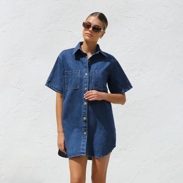 Women's Denim Pocket  Dress - Image 22