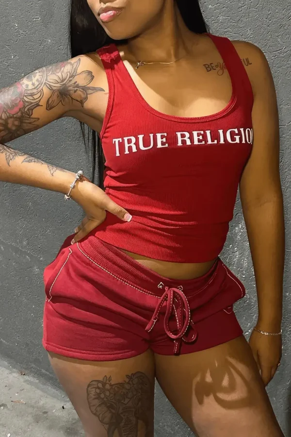 Crop Tops Summer Ribbed 2 Piece Pant Set Outfits Women Y2K Streetwear Sexy Club Graphic Crop Shirts Two Piece Set Shorts Pant - Image 14