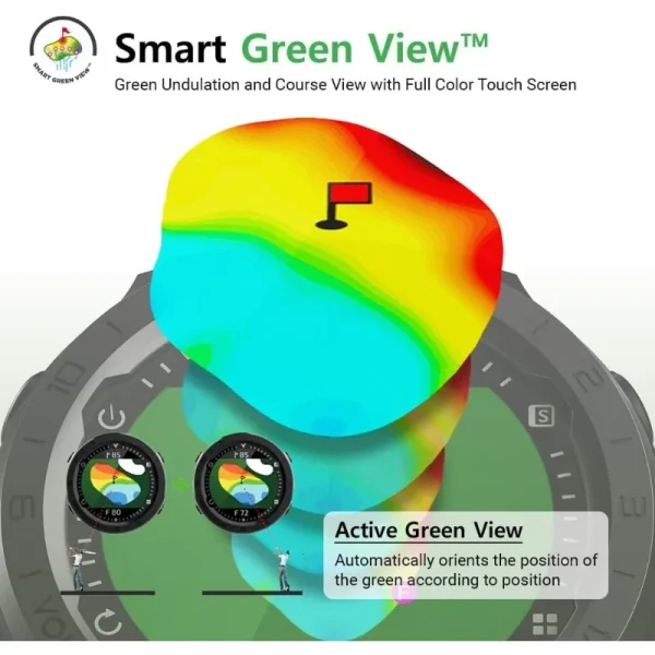 A Series Lightweight Hybrid Golf GPS Watch Slope Mode, Color Touchscreen, Green Undulation 40,000 Worldwide Preloaded Courses - Image 4