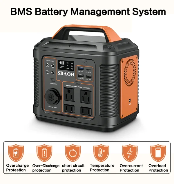 Portable Power Station, 300W 296Wh Solar Generator Quick Charge / 110V AC Outlets/DC Ports and LED Flashlight, Lithium Battery B - Image 7