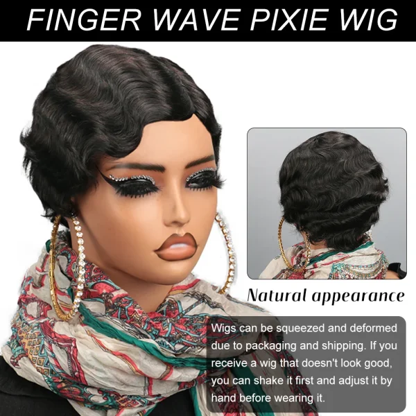 Short Finger Wave Wig Human Hair Wig For Women Brown Short Ocean Wave Wig Pixie Cut Wigs for Woman Natural Color - Image 6