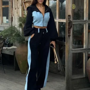 Denim 2 Piece Set Wide Leg