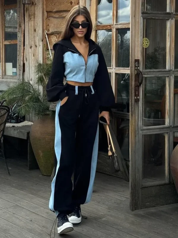 Denim 2 Piece Set Wide Leg