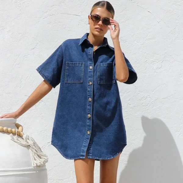 Women's Denim Pocket  Dress - Image 7