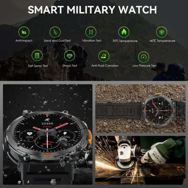 LaNikar KE3 Bluetooth Call Smart Watch Men Full Touch Screen Health Monitor Clock With Flashlight Men SmartWatch For IOS Android - Image 11