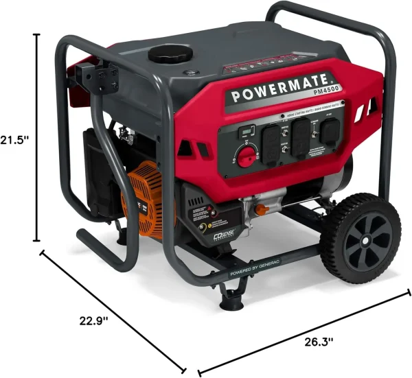4,500-Watt Gas-Powered Portable Open Frame Generator - COsense Technology - Quiet Operation - Ideal for Home, Camping - Image 4