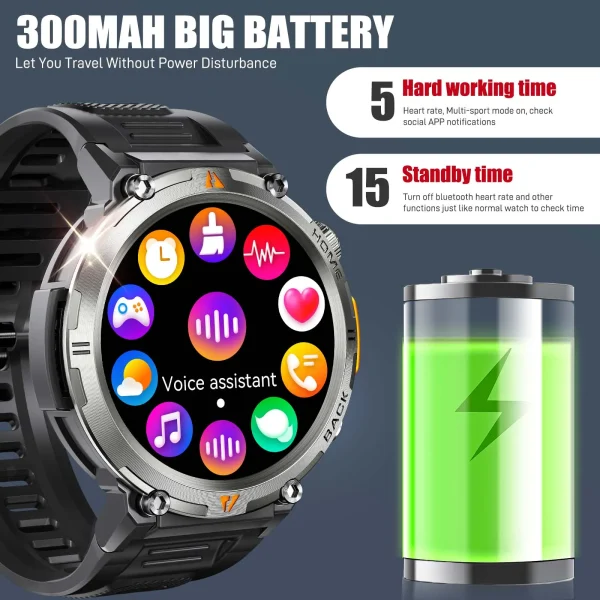 LaNikar KE3 Bluetooth Call Smart Watch Men Full Touch Screen Health Monitor Clock With Flashlight Men SmartWatch For IOS Android - Image 10