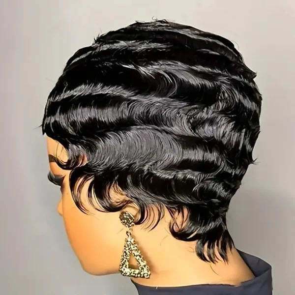 Short Finger Wave Wig Human Hair Wig For Women Brown Short Ocean Wave Wig Pixie Cut Wigs for Woman Natural Color - Image 2