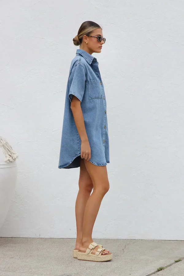 Women's Denim Pocket  Dress - Image 19