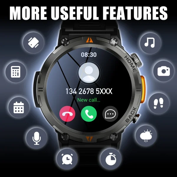 LaNikar KE3 Bluetooth Call Smart Watch Men Full Touch Screen Health Monitor Clock With Flashlight Men SmartWatch For IOS Android - Image 8