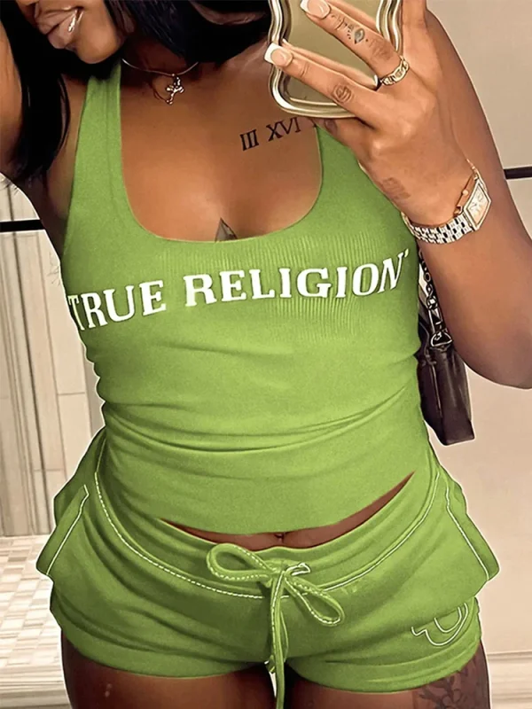 Crop Tops Summer Ribbed 2 Piece Pant Set Outfits Women Y2K Streetwear Sexy Club Graphic Crop Shirts Two Piece Set Shorts Pant - Image 16