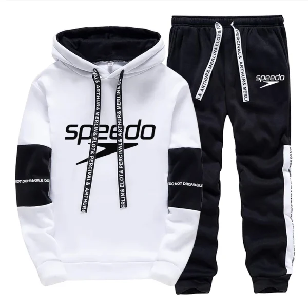 High Quality Mens Tracksuit Hot Sales Printed Casual Hooded Sweatshirts 2 Piece Set Daily Jogging Sports Black White Streetwear - Image 6