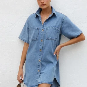 Women's Denim Pocket  Dress
