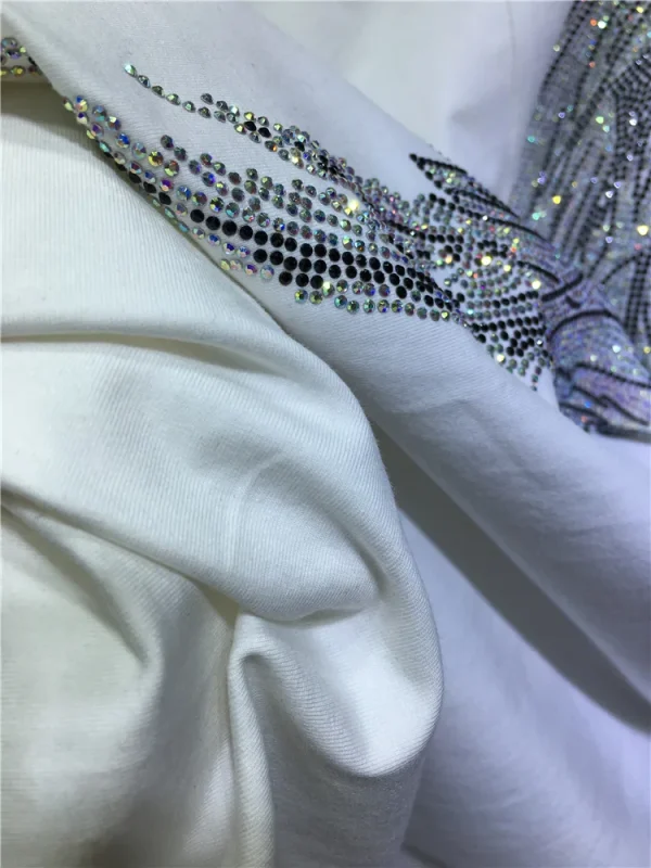 L-4XL Oversize Rhinestone Angel Wings Harley T shirt Clothing for Women Men Hip Hop Streetwear Loose Short Sleeve Brand T-shirt - Image 9