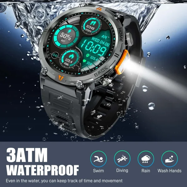 LaNikar KE3 Bluetooth Call Smart Watch Men Full Touch Screen Health Monitor Clock With Flashlight Men SmartWatch For IOS Android - Image 5