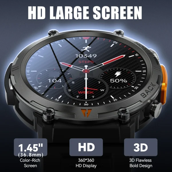 LaNikar KE3 Bluetooth Call Smart Watch Men Full Touch Screen Health Monitor Clock With Flashlight Men SmartWatch For IOS Android - Image 3