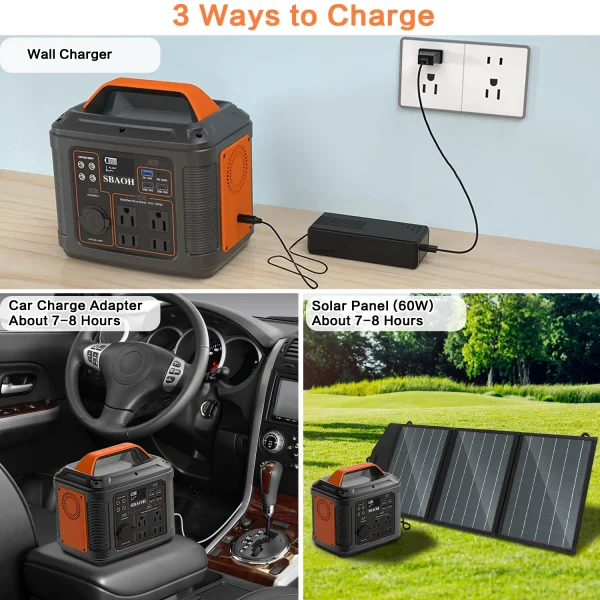 Portable Power Station, 300W 296Wh Solar Generator Quick Charge / 110V AC Outlets/DC Ports and LED Flashlight, Lithium Battery B - Image 5