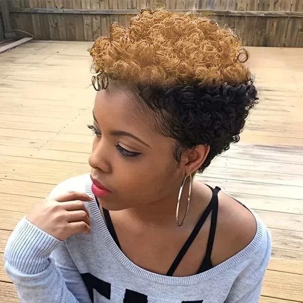 pixie cut natural black color 6inch daily party christmas use remy wig machine made wig 150% density short curly human hair wigs - Image 3