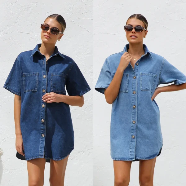 Women's Denim Pocket  Dress - Image 12
