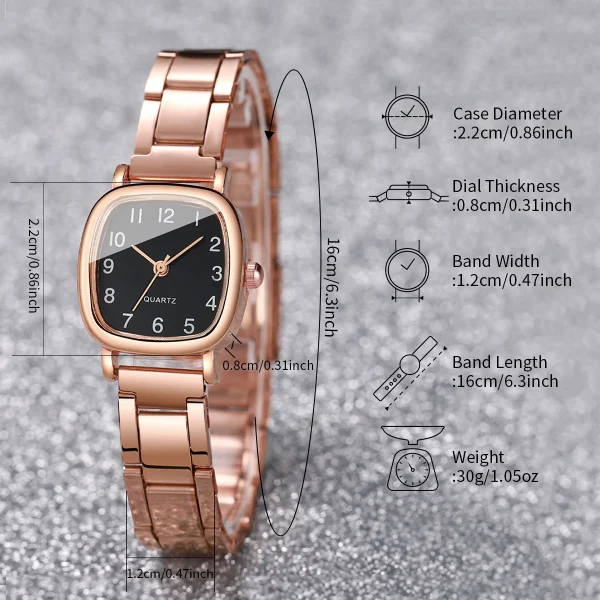 4PCS/Set Fashion Square Women's Quartz Watch Steel Band Watches Heart Bracelets Set（Without Box） - Image 11