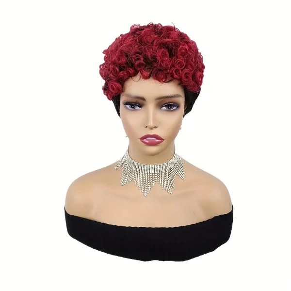 pixie cut natural black color 6inch daily party christmas use remy wig machine made wig 150% density short curly human hair wigs - Image 5
