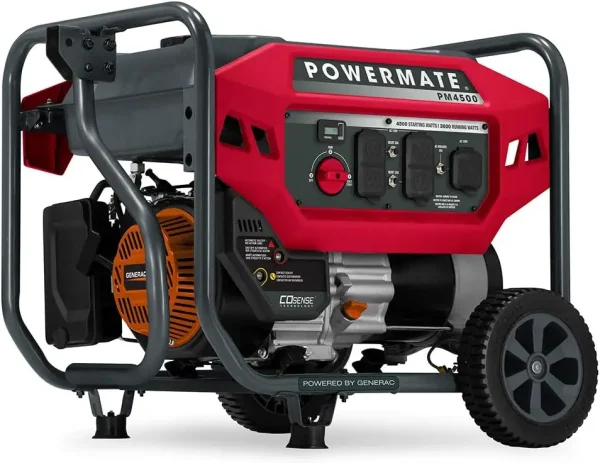 4,500-Watt Gas-Powered Portable Open Frame Generator - COsense Technology - Quiet Operation - Ideal for Home, Camping