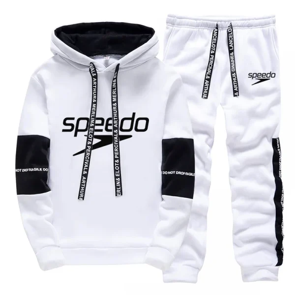 High Quality Mens Tracksuit Hot Sales Printed Casual Hooded Sweatshirts 2 Piece Set Daily Jogging Sports Black White Streetwear - Image 9