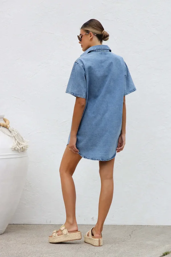 Women's Denim Pocket  Dress - Image 20