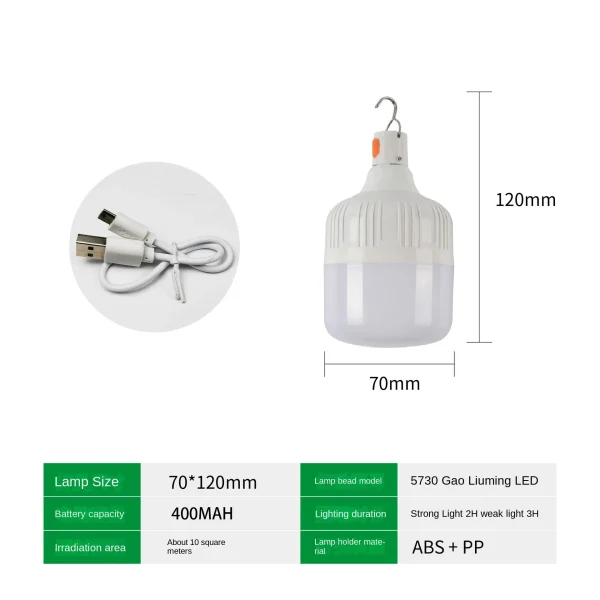 Emergency Light Outdoor Camping Supplies 60W  Edc Outdoor USB Rechargeable LED Light Bulb Lantern Hiking Sports Entertainment - Image 13