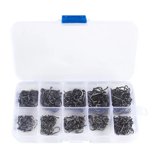 Fish Hooks with barbed fishhook For Bait With Plastic Box Kit For Saltwater Freshwater fishing tools 100-1000pcs - Image 6