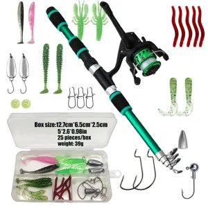 Fishing Rods Telescopic Fishing Rod and Kit Bait caster Combo Complete Set Accessories Reel Lures