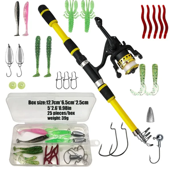 Fishing Rods Telescopic Fishing Rod and Kit Bait caster Combo Complete Set Accessories Reel Lures - Image 7