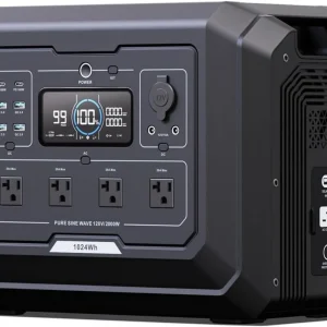 Portable Power Station Mega 1, 2000W Solar Generator, 1024Wh LiFePO4 Battery, 4 AC Outlets & Expandable to 5120Wh,