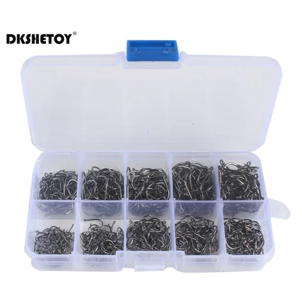 Fish Hooks with barbed fishhook For Bait With Plastic Box Kit For Saltwater Freshwater fishing tools 100-1000pcs - Image 5