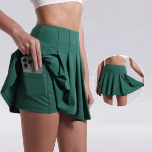 Skirt Golf Skorts Pockets Pleated Stretchy Undershorts Shorts