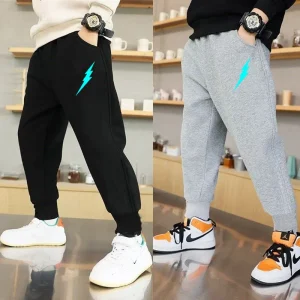 Boys Jogger Sports Pants Cotton Sweat Trousers with Pocket