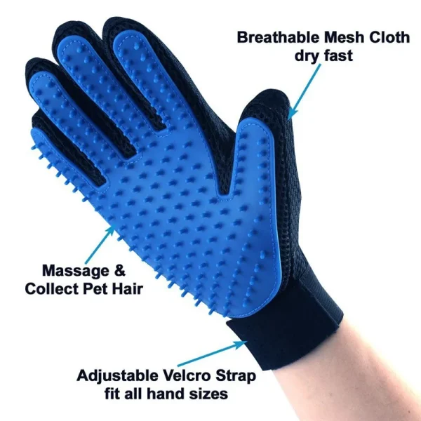 Pet Grooming = Massage Glove Dogs = Cats Rubber Bath Brush Environmental Protection Silicone Glove - Image 4
