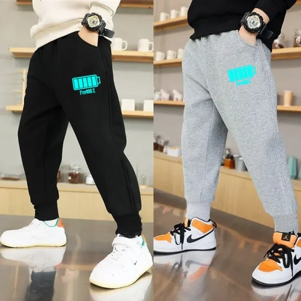 Boys Jogger Sports Pants Cotton Sweat Trousers with Pocket - Image 3