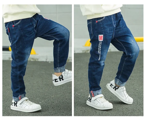 Boy's Denim Spring Slim Jeans Stretch - Elastic Waist Pants 5-13 Y Kids - Image 9