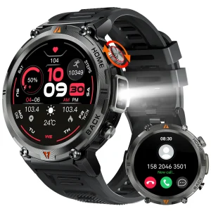 SmartWatch  LaNikar KE3 Black Bluetooth Call Full Touch Screen Health Monitor With Flashlight ios  Android