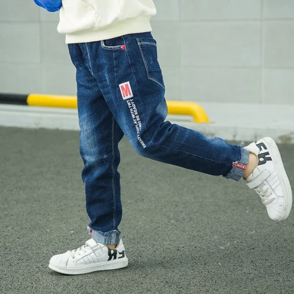 Boy's Denim Spring Slim Jeans Stretch - Elastic Waist Pants 5-13 Y Kids - Image 2